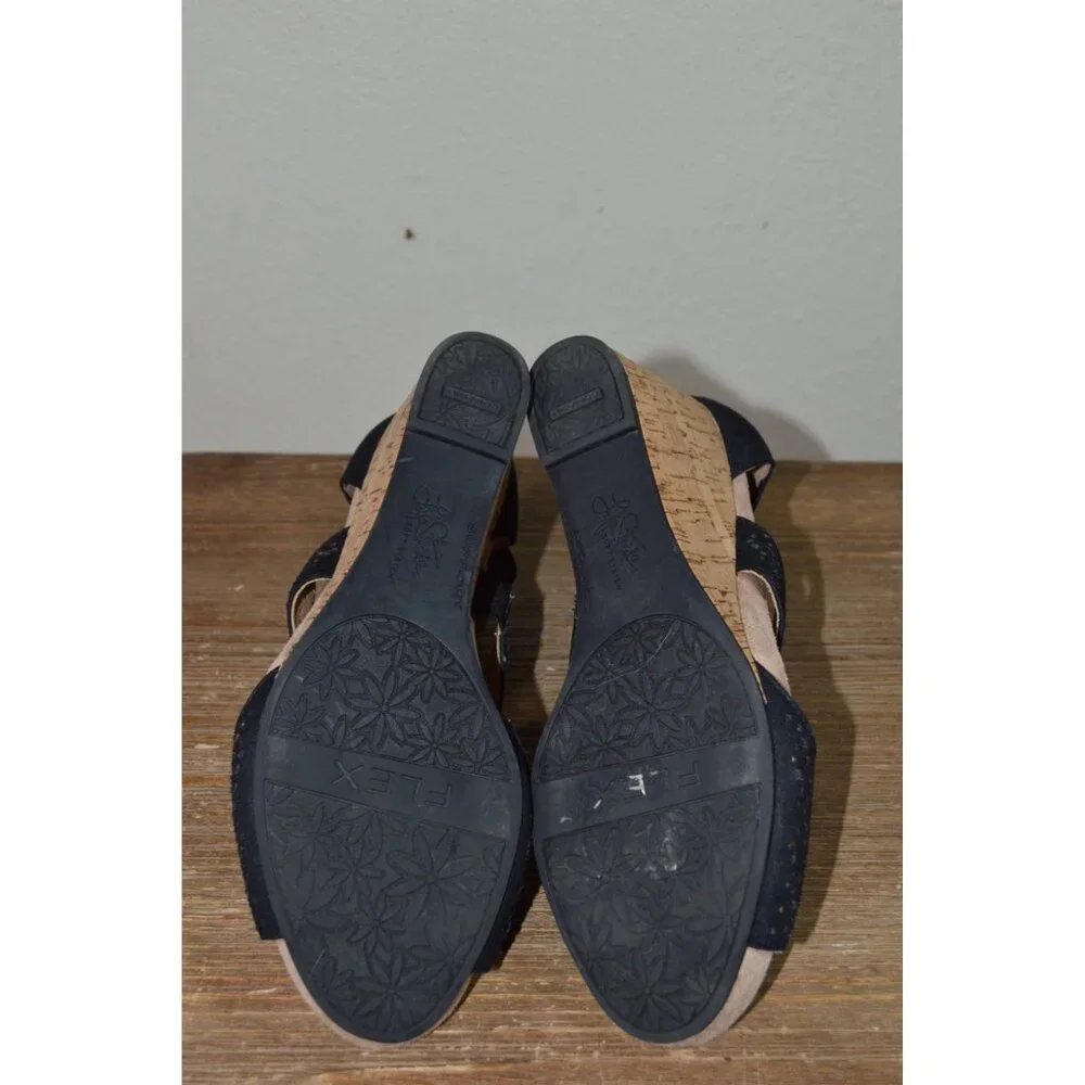 Life Stride Women’s Heidi Slip On Cork Wedge Open Toe Sandals Black Size 9M - Picture 4 of 8